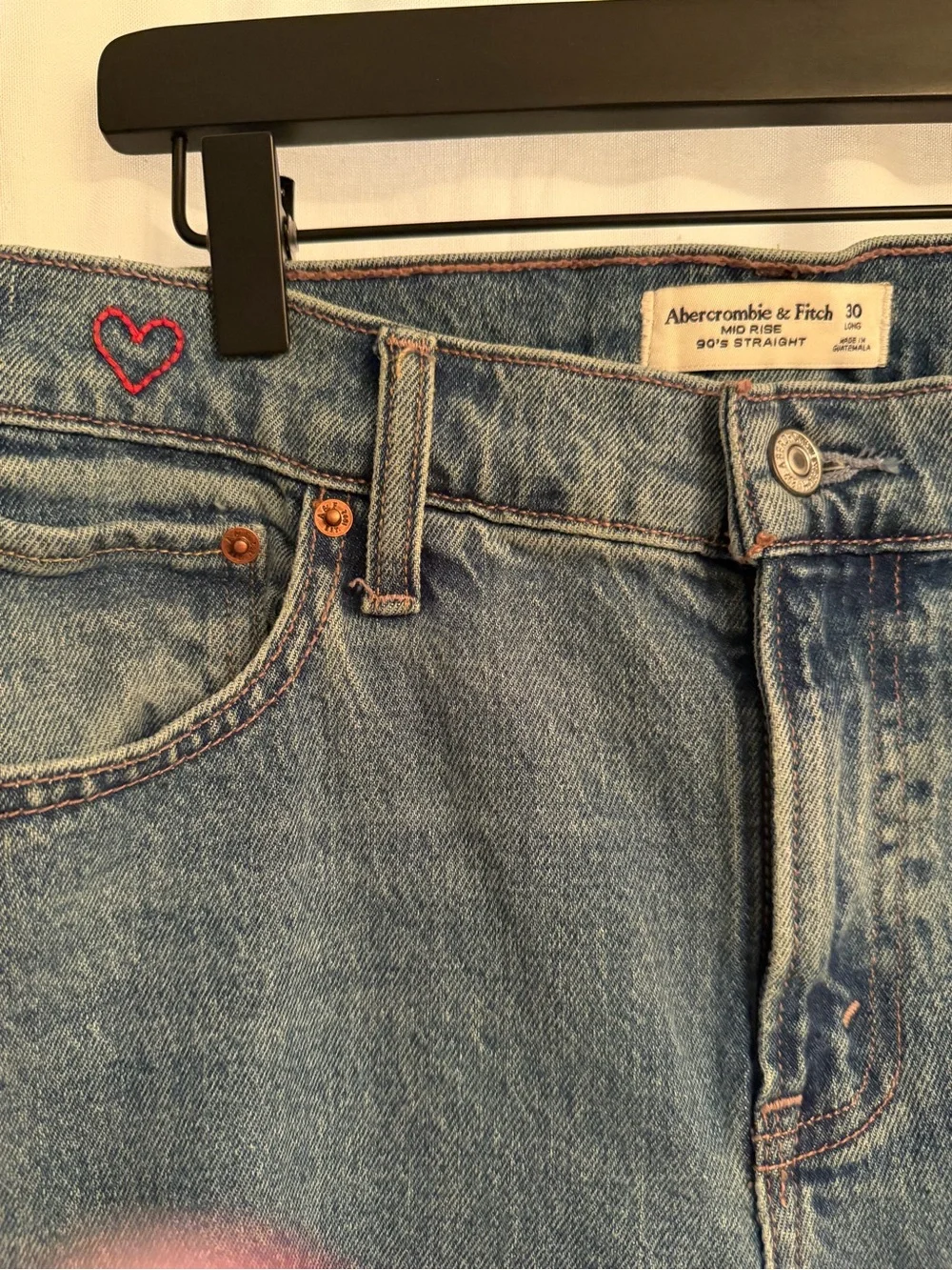 Abercrombie & Fitch Straight Leg Jeans in Light Blue Denim - Picture 2 of 3
